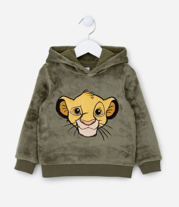 Blusão Infantil em Fleece com Capuz e Bordado do Rei Leão - Tam 1 a 5 anos