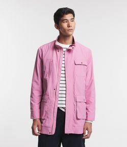 Parka Alongada em Tecido Tecnológico com Bolsos Utilitários