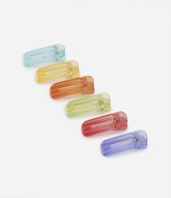 Kit 06 Presilha de Cabelo Infantil Coloridos e Transparente