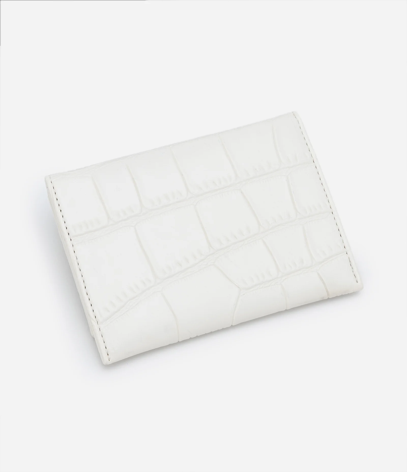 Carteira Envelope Pequena em PU com Textura Croco Off White 2