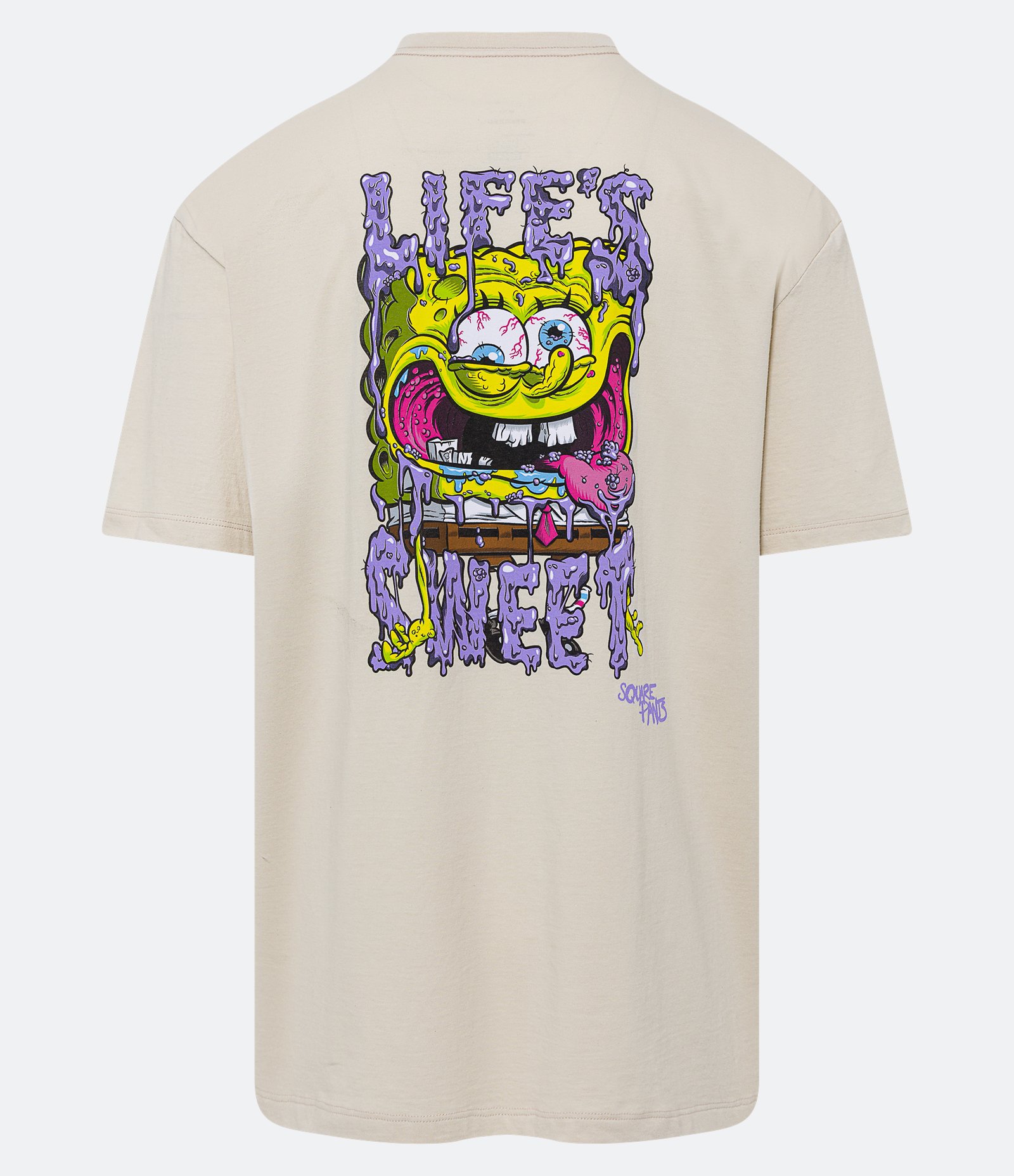 Camiseta Manga Curta em Meia Malha com Bob Esponja Estampado Bege 7