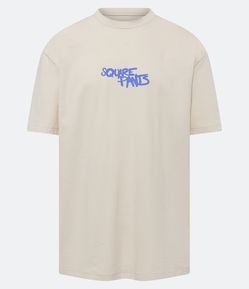 Camiseta Manga Curta em Meia Malha com Bob Esponja Estampado