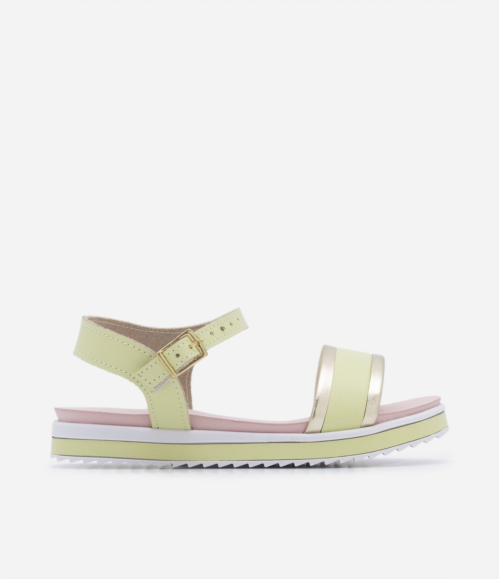 Sandália Flatform Infantil com Detalhes Metalizados e Sola Tricolor - Tam 20 ao 25 Verde Lima 1