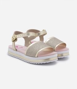 Sandália Flatform Infantil Metalizada com Tira Única - Tam 25 ao 36