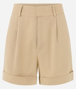 Short Curto em Linho Alfaiataria com Barra Dobrada e Bolsos