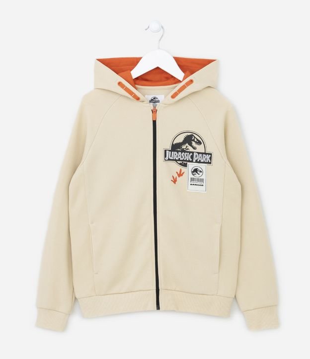 Blusão Moletom Infantil com Capuz e Estampa Jurassic Park - Tam 5 a 12 anos