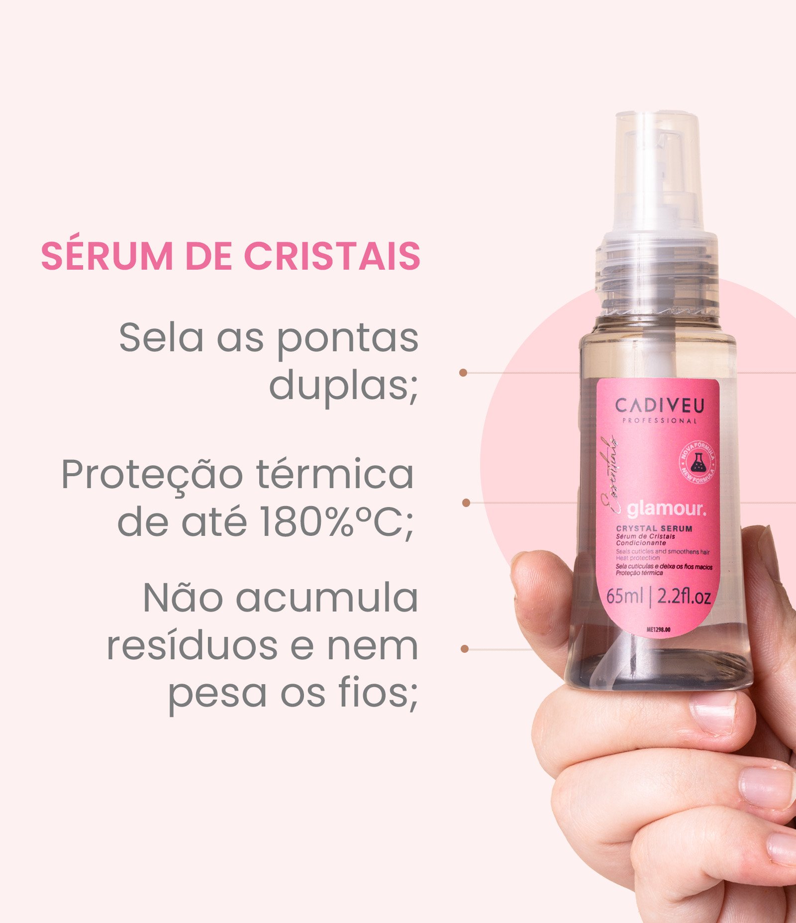 Leave in Capilar Serum de Cristais Glamour Cadiveu Professional 65ml 3