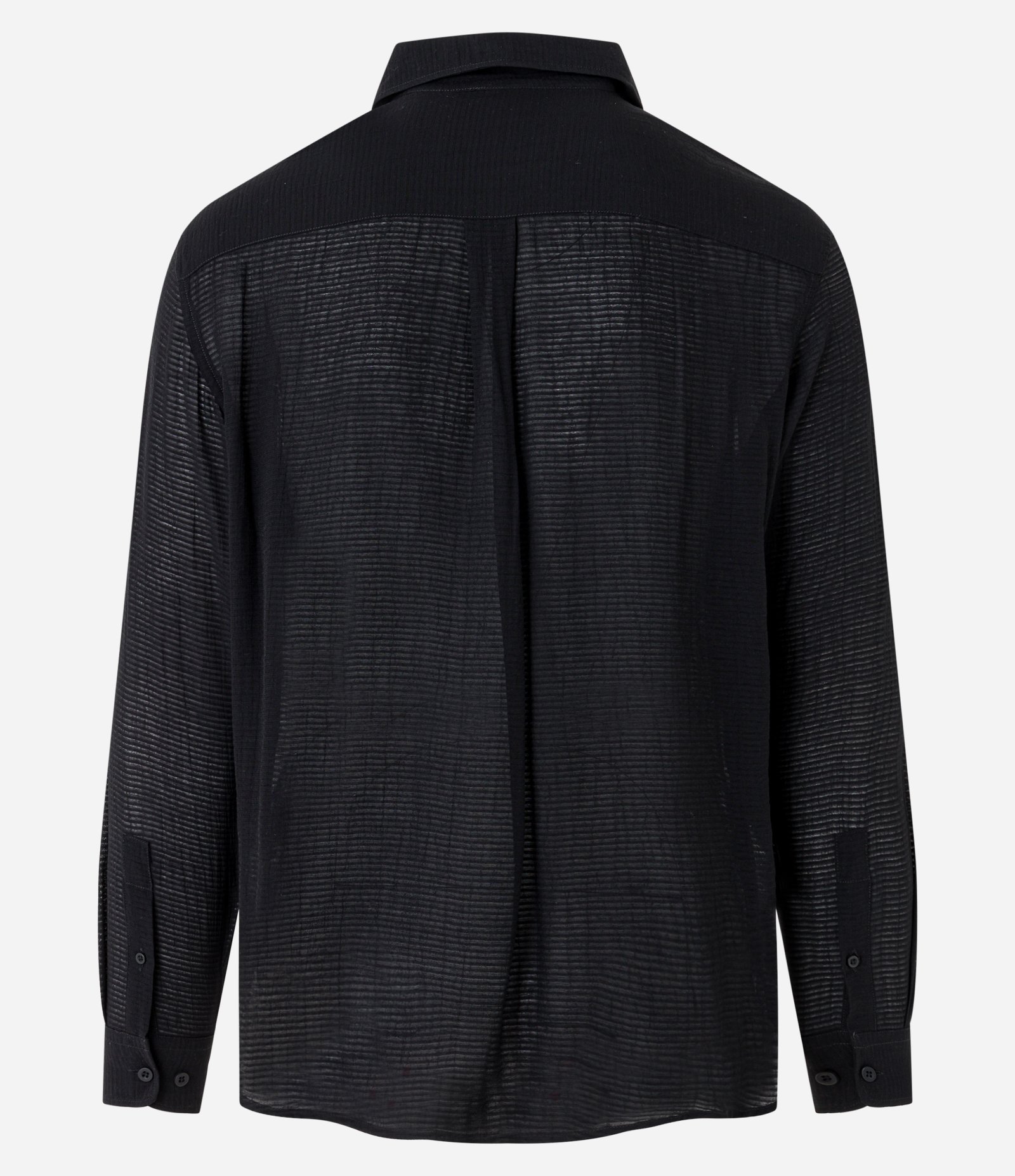 Camisa Fluida em Viscose com Bolso e Texturas Preto 10