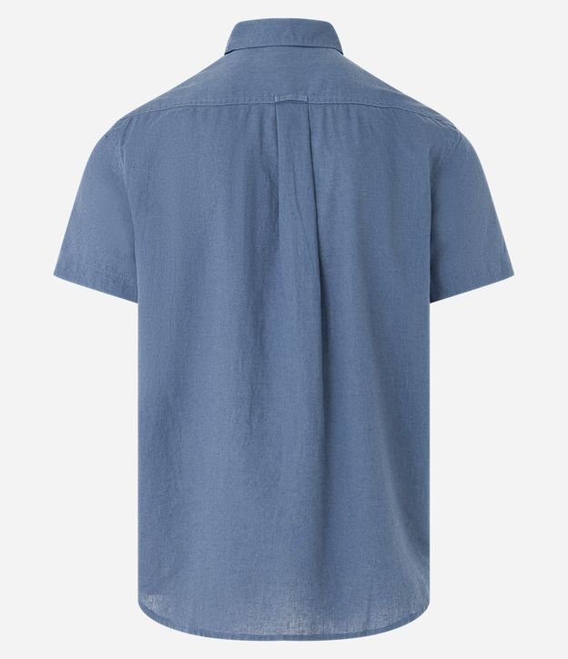 Camisa Comfort Básica em Linho com Manga Curta Azul Porcelana 6
