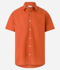 Camisa Comfort Básica em Linho com Manga Curta