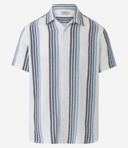 Camisa Texturizada em Algodão com Estampa de Listras