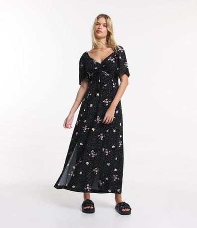 Vestido New Midi em Viscose Floral Liberty e Puxadinho no Busto Menor preço em Vestido New Midi em Viscose Floral Liberty e Puxadinho no Busto