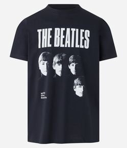 Camiseta Regular em Meia Malha com Estampa The Beatles