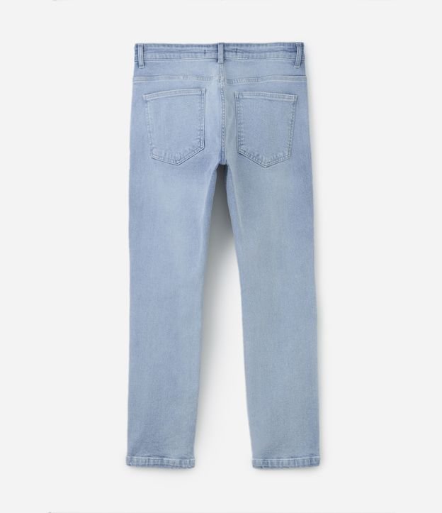 Calça Slim Jeans Delavê com Pequenos Puídos Azul Claro 6