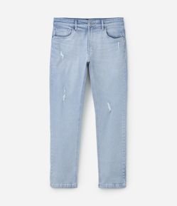Calça Slim Jeans Delavê com Pequenos Puídos