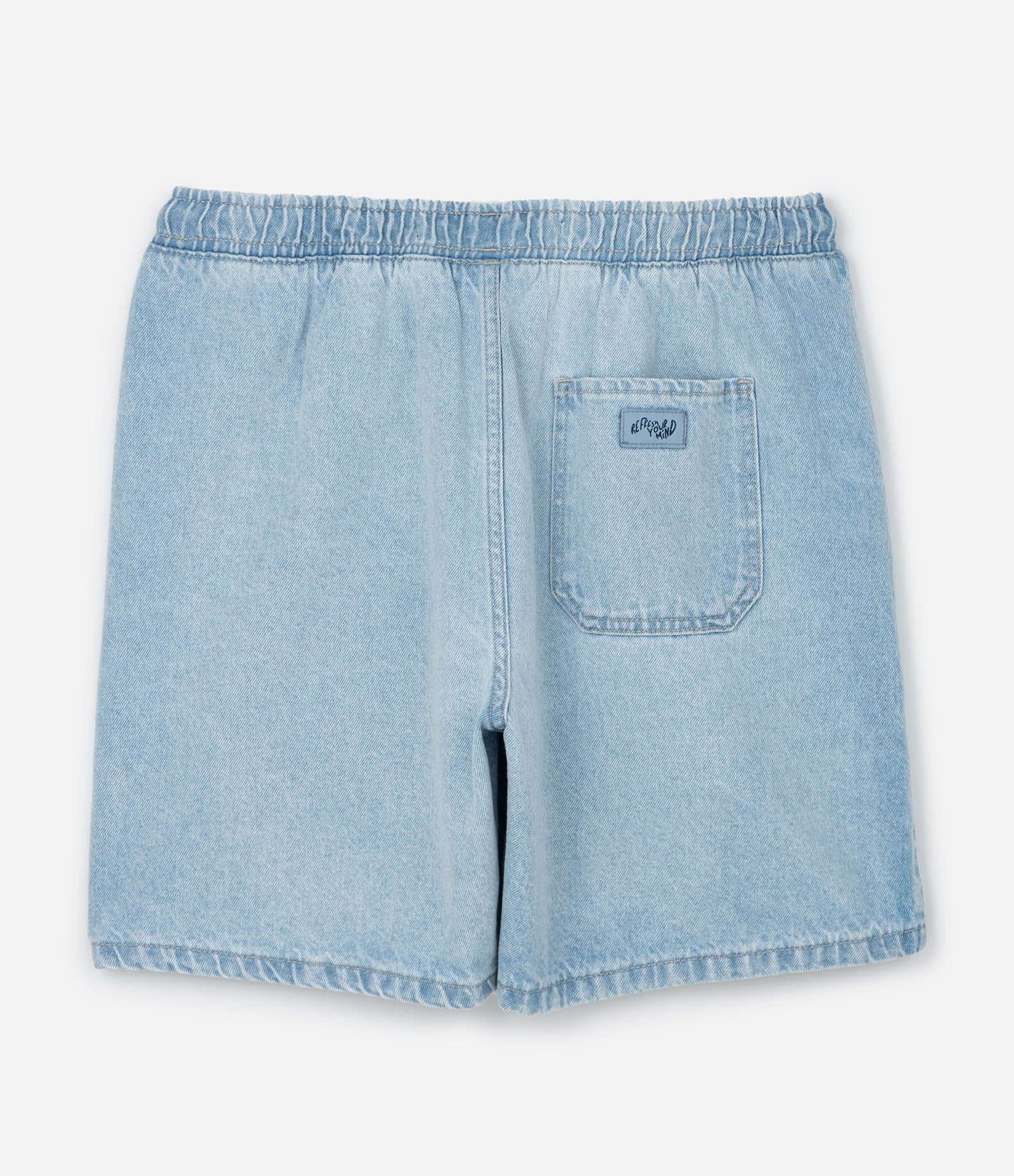 Bermuda Jeans com Cós Elástico e Etiqueta Aplicada Azul Claro 6