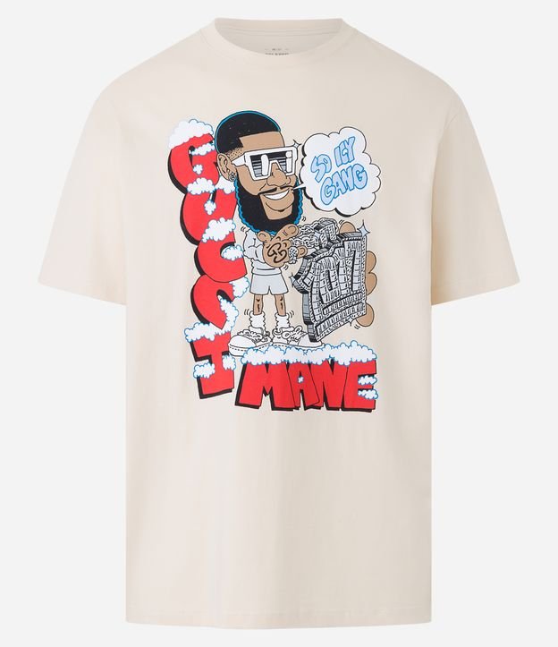 Camiseta Relaxed Em Meia Malha Com Estampa Gucci Mane So Icy Gang Rosa Chá