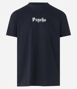 Camiseta Relaxed em Meia Malha com Lettering Psycho em Relevo