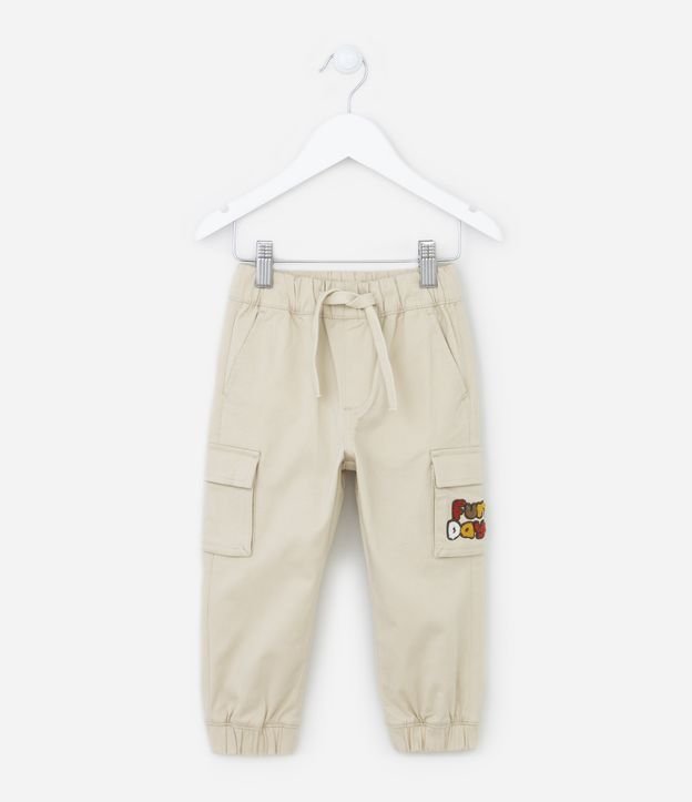 Calça Jogger Infantil com Bolso Cargo e Patch Lateral - Tam 1 a 5 anos