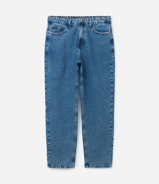 Calça Baggy Jeans com Bolsos Azul Médio 5