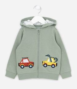 Blusão em Meia Malha Infantil com Bordado de Carros - Tam 1 a 5 anos