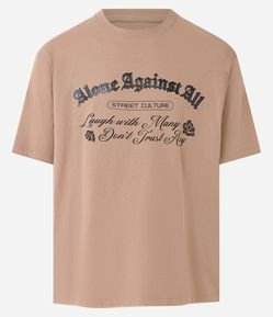 Camiseta Boxy em Algodão com Estampa Against All