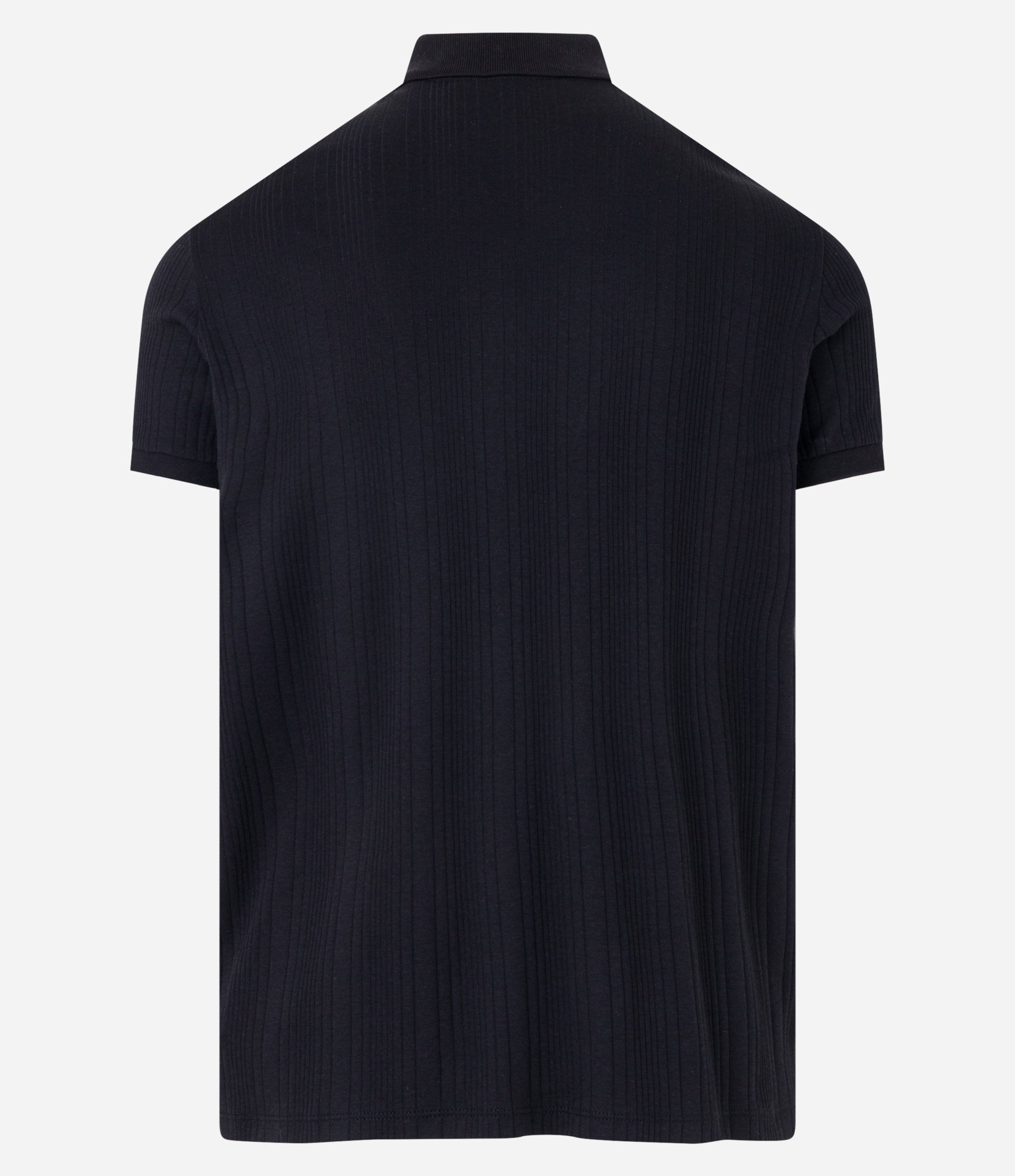 Camiseta Polo Slim em Algodão com Botões e Textura Riscada Preto 7