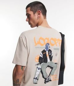 Camiseta Relaxed em Meia Malha com Estampa de Lettering e Pomba Street