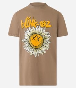 Camiseta Regular em Meia Malha com Estampa Flor Blink 182