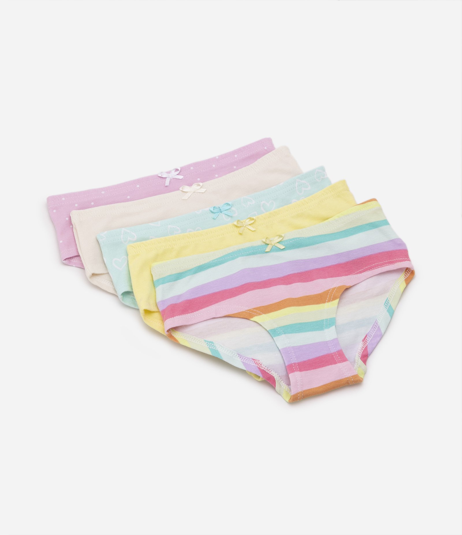 Kit 05 Calcinhas Slip Infantis em Cotton com Estampa Variada - Tam 2 a 14 Anos Multicores 1