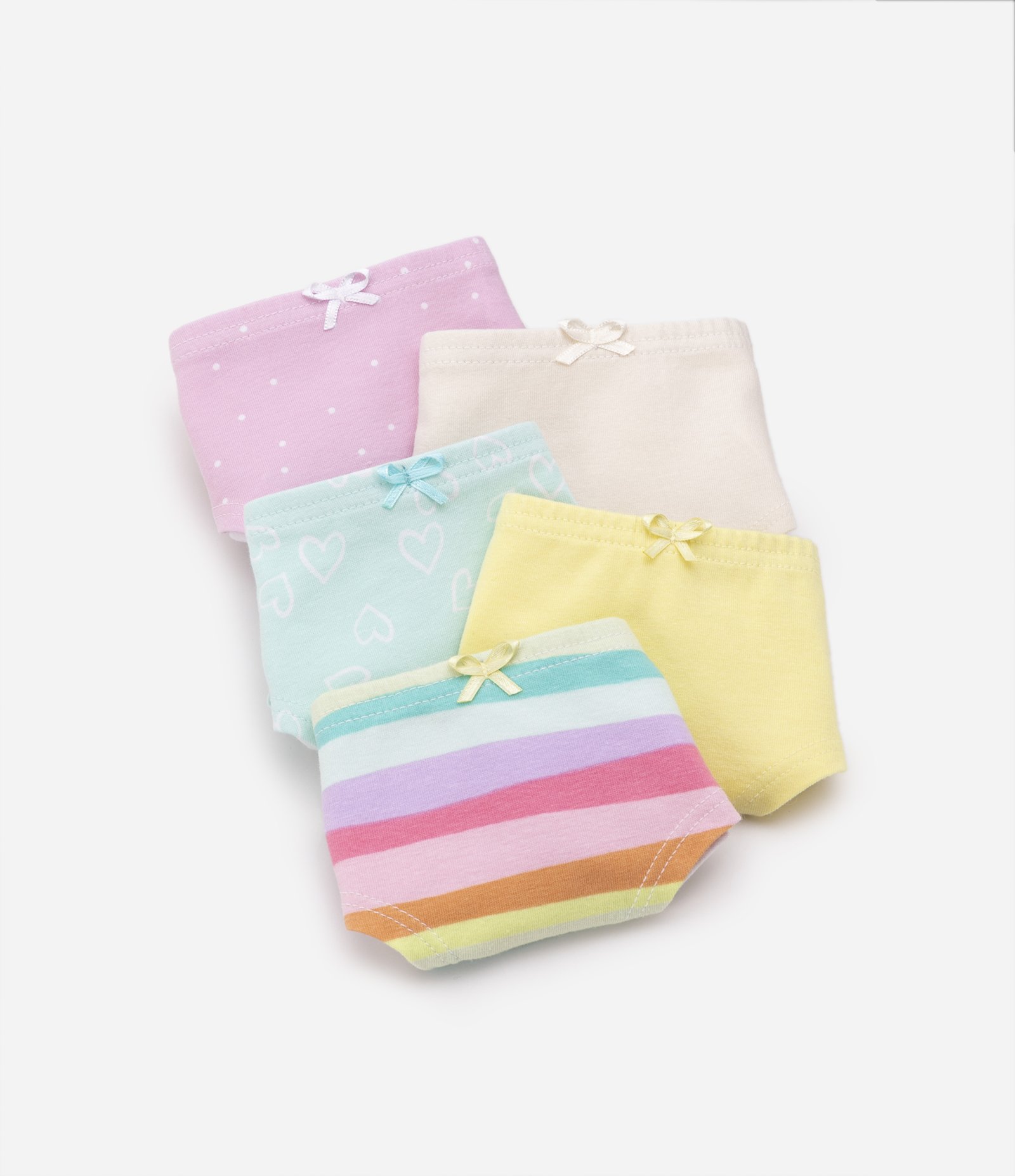Kit 05 Calcinhas Slip Infantis em Cotton com Estampa Variada - Tam 2 a 14 Anos Multicores 3