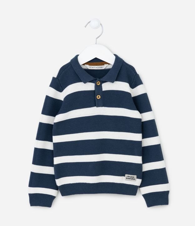 Suéter Infantil Listradinho com Gola Polo - Tam 1 a 5 anos