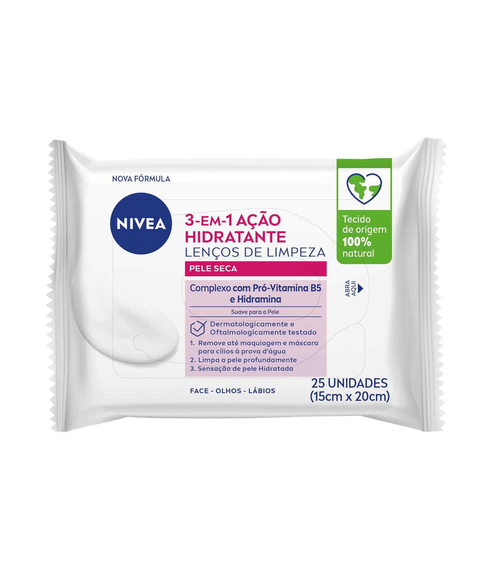 Lenços de Limpeza Facial Ação Hidratante 3 em 1 Nivea  U 1