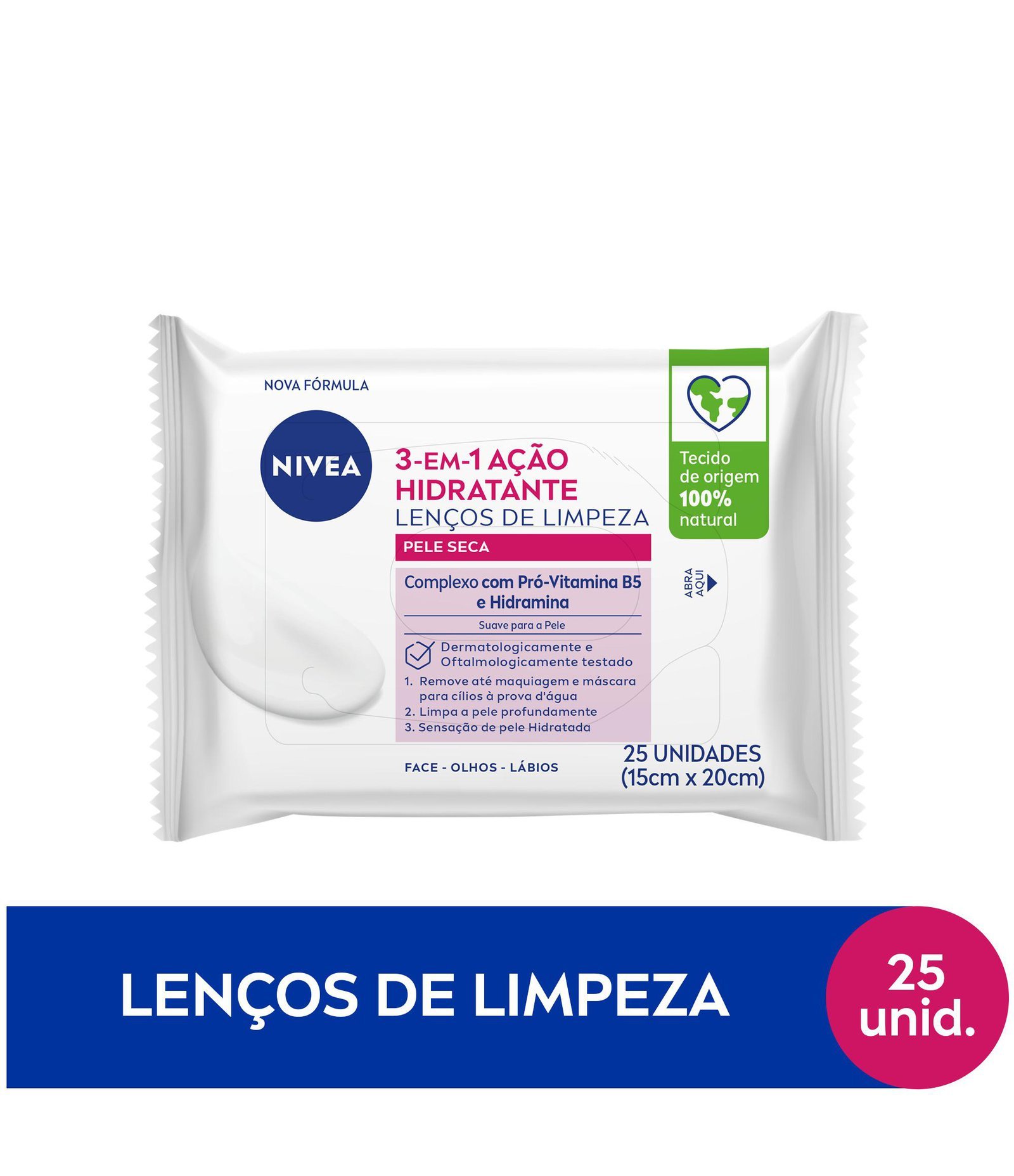 Lenços de Limpeza Facial Ação Hidratante 3 em 1 Nivea  U 2