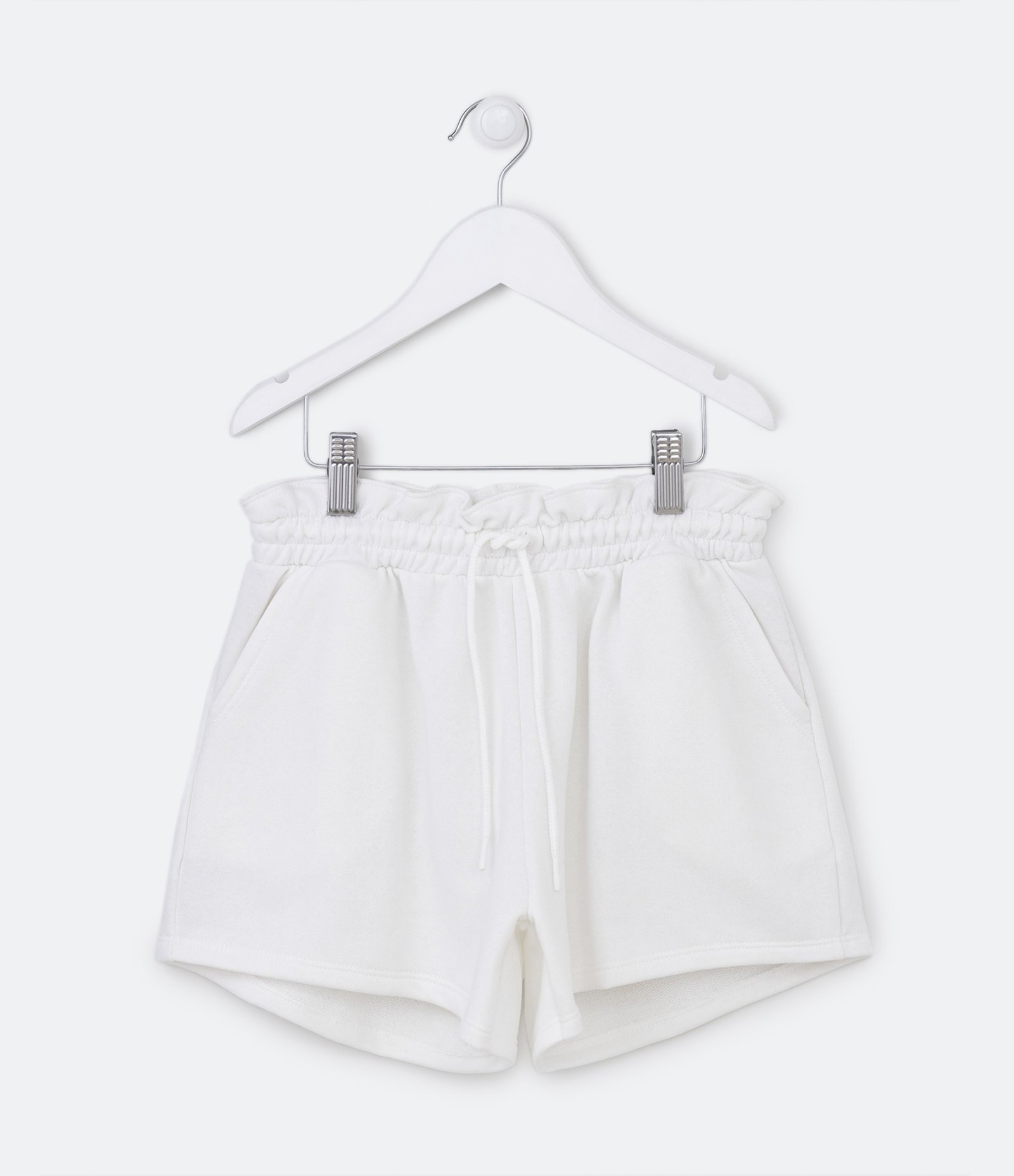 Short Clochard Infantil em Moletinho com Bolso - Tam 5 a 14 Anos Branco 1