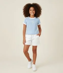 Short Clochard Infantil em Moletinho com Bolso - Tam 5 a 14 Anos