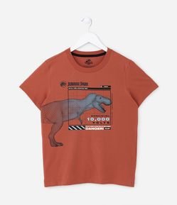 Camiseta Infantil com Estampa Jurassic Park - Tam 5 a 14 Anos