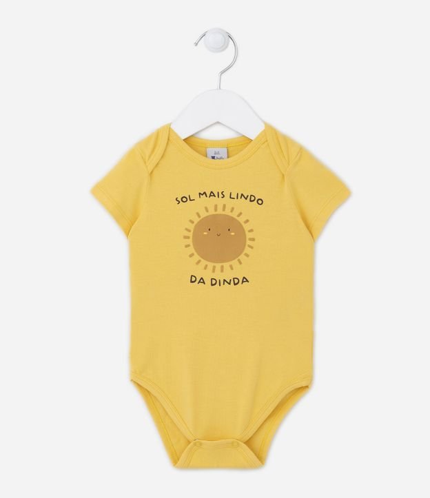 Body Infantil em Algodão com Estampa de Sol - Tam RN a 18 Meses
