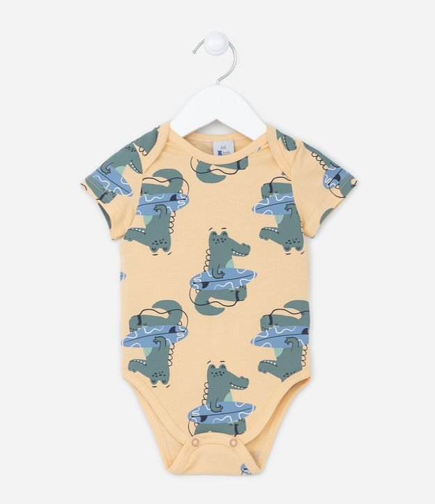 Body Infantil com Estampa de Jacaré Surfista -  Tam 0 a 18 meses