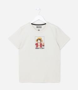 Camiseta Infantil com Estampa do One Piece Frente e Costas - Tam 5 a 14 anos