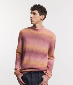 Suéter em Tricô Leve com Estampa Degradê