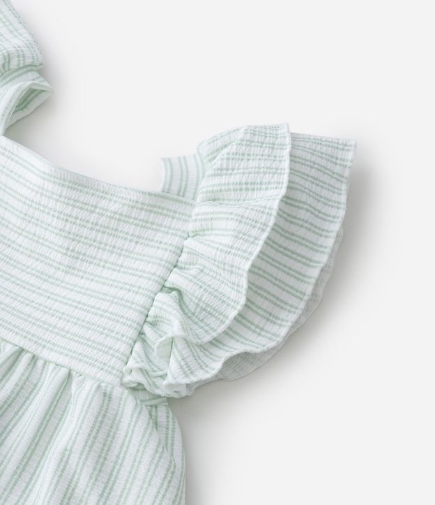 Vestido Infantil Texturizado com Estampa Listradinha - Tam 0 a 18 meses Verde 5