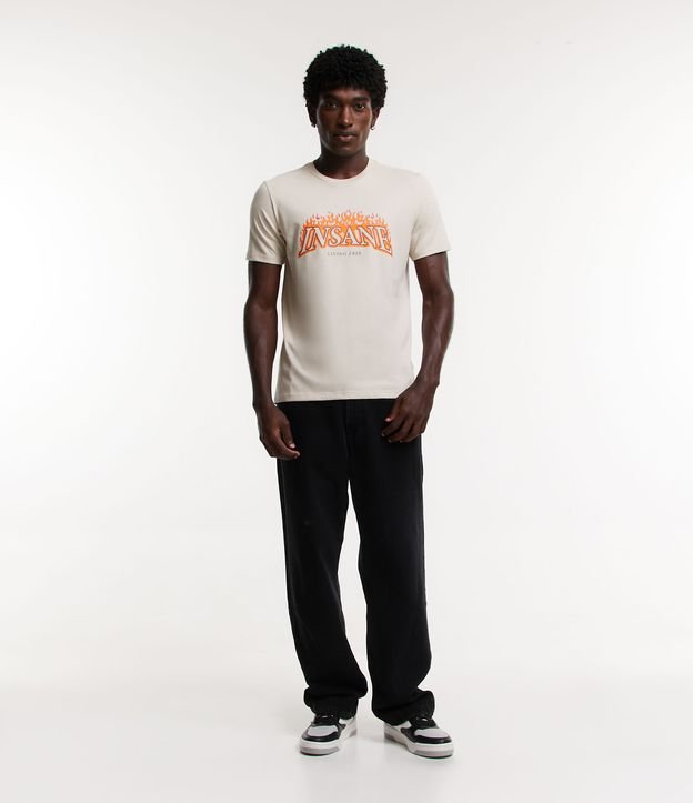 Camiseta Regular em Meia Malha com Estampa Insane