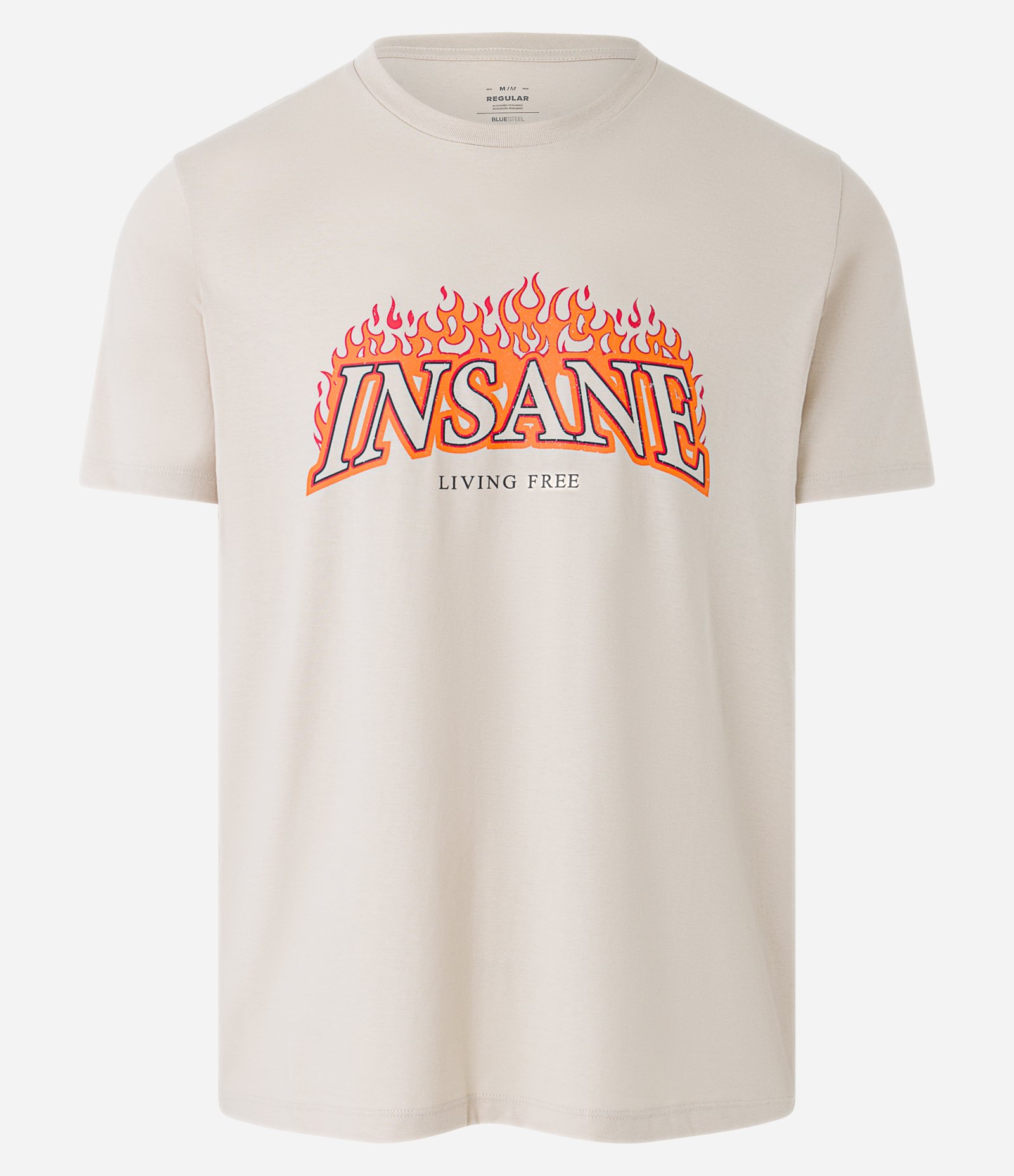 Camiseta Regular em Meia Malha com Estampa Insane Off White 1