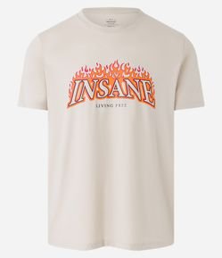 Camiseta Regular em Meia Malha com Estampa Insane