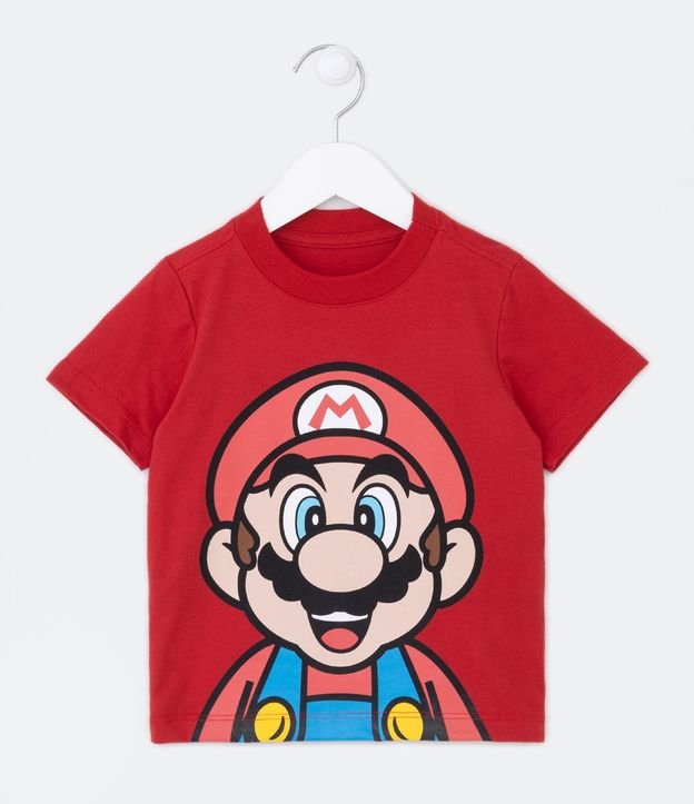 Camiseta Infantil com Estampa do Mario Bros - Tam 3 a 10 Anos Vermelho