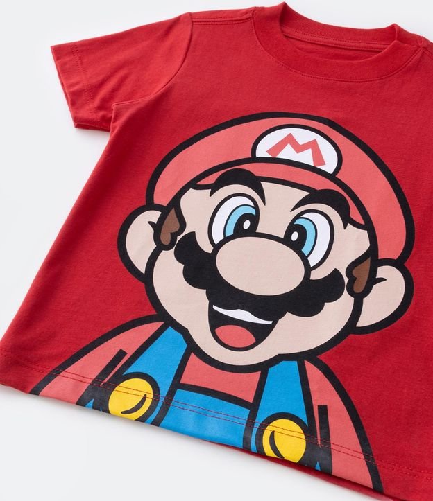 Camiseta Infantil com Estampa do Mario Bros - Tam 3 a 10 Anos Vermelho