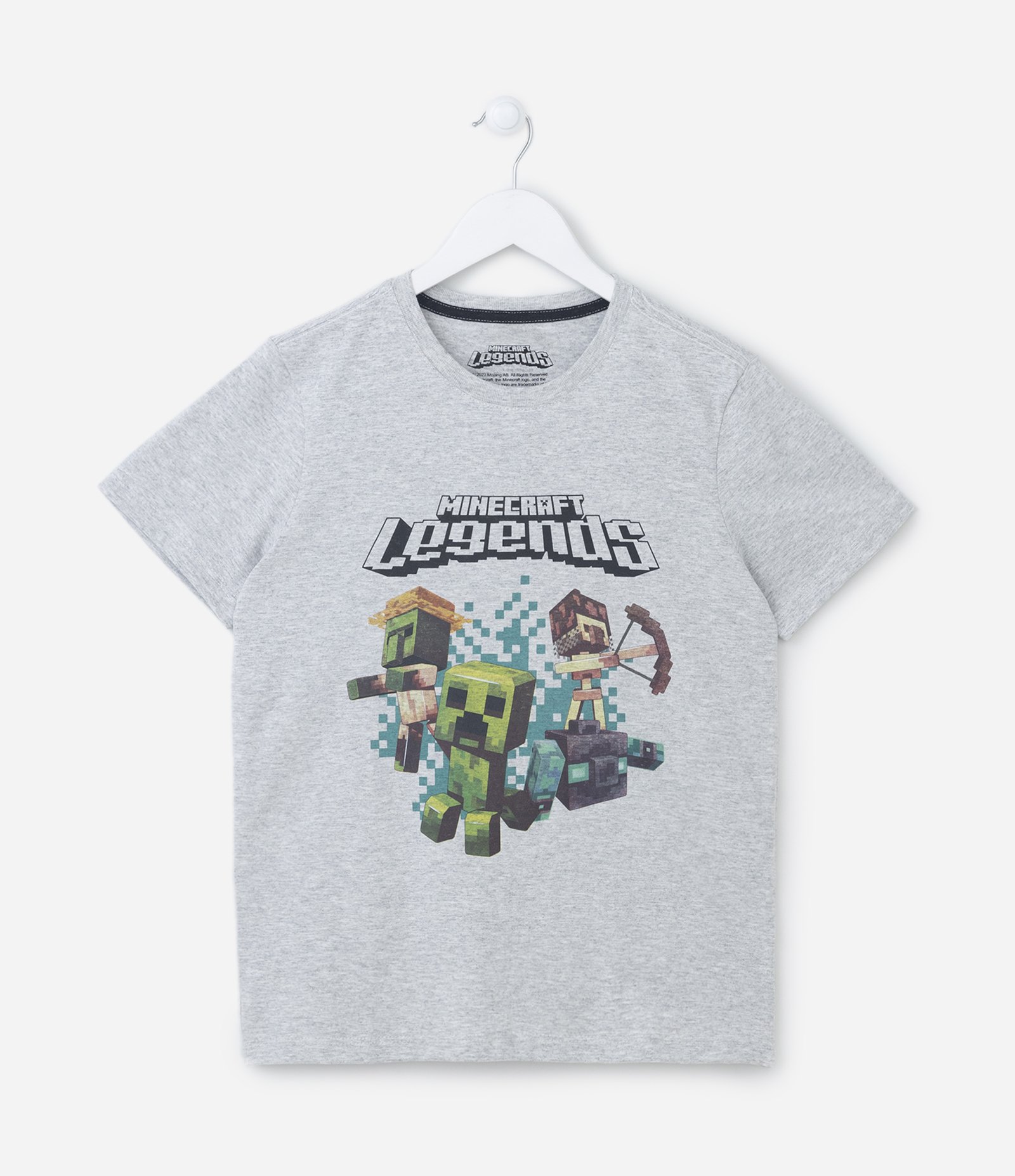 Camiseta Infantil com Estampa do Minecraft - Tam 5 a 14 anos Cinza 1