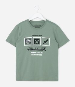Camiseta Infantil com Estampa Minecraft - Tam 5 a 14 Anos