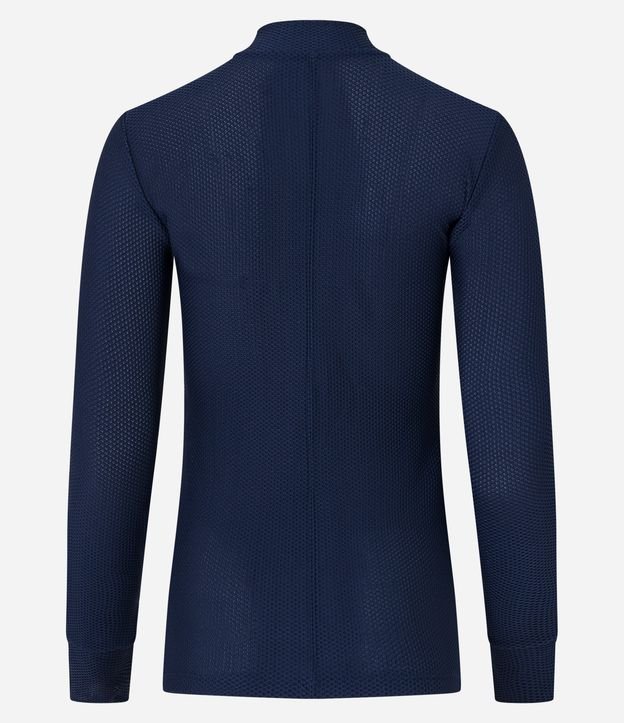 Jaqueta Esportiva em Malha Texturizada com Zíper e Bolsos Azul Escuro 3